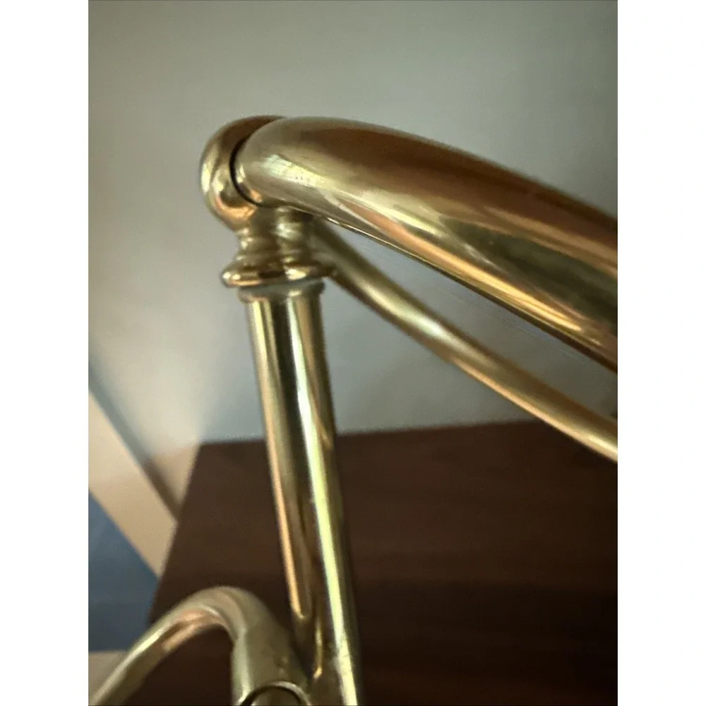 VTG Brass Double Towel Ring Stand Freestanding Vanity Bath  Aged Patina 12